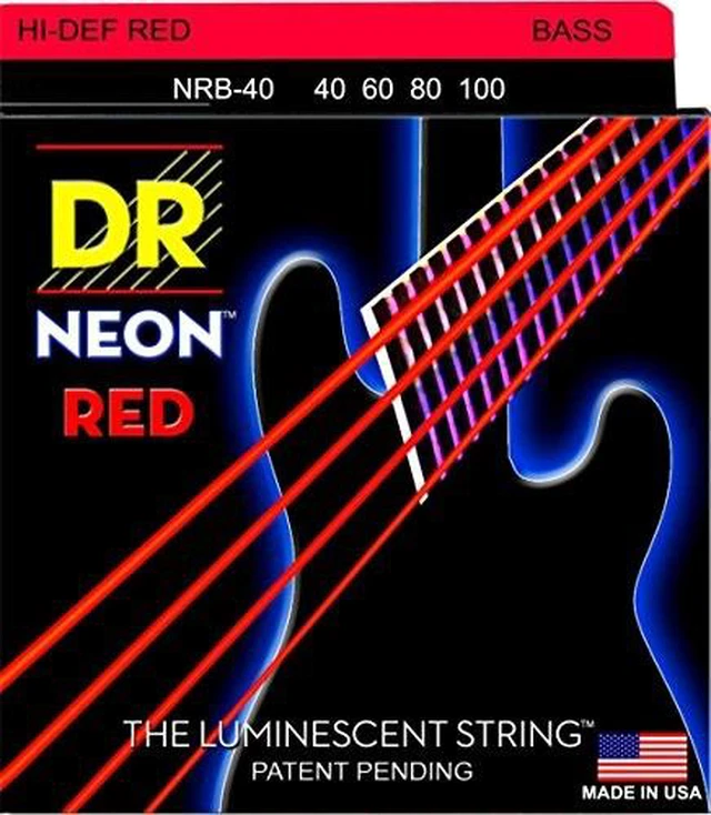 Alt view image 4 of 8 - DR Strings Hi-Def NEON Red Coated Lite Bass Strings (40-100)