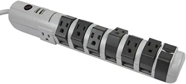 Alt view image 10 of 20 - Monoprice Power & Surge - 8 Outlet Rotating Surge Strip - Gray | UL Rated 2, 160 Joules with Grounded and Protected Light Indicator