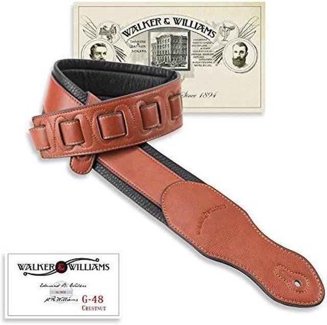 walker & williams g48 chestnut brown guitar strap with padded