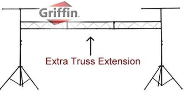 Main image of Light Truss Stand System by GRIFFIN | I-Beam Trussing Set & DJ Booth Platform Kit | Hanging Mount Lighting Package for Music Gear, PA Speakers, Can Lights | T-Bar Extension for Portable Audio Stage