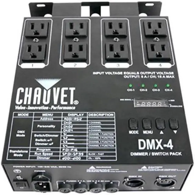 Alt view image 3 of 7 - Chauvet DMX-4 Four Ch. DMX Switch/Dimmer Pack DMX Power Pack