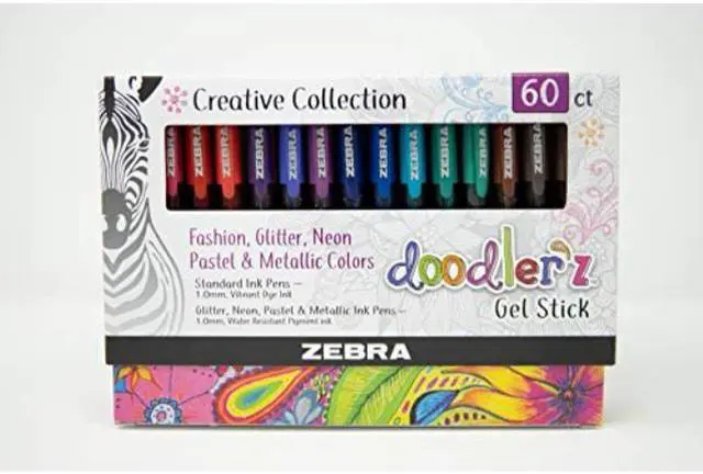 Main image of Zebra doodler'z Gel Pen Medium Point Assorted Inks 60/Pack (41960)