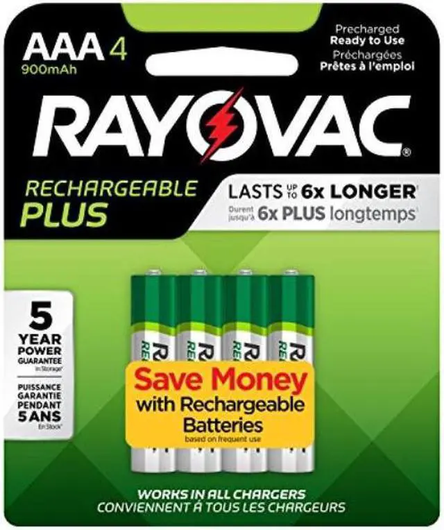 Alt view image 8 of 9 - Rayovac Platinum Rechargeable NiMH Batteries, AAA, 4 per Pack