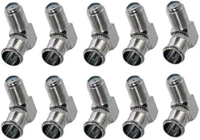 Main image of imbaprice pack of 10 right angle coax fjack to fquick push on plug  male/female  adapter support comcast, time warner, cox communications, charter communications, verizon fios, and at&t