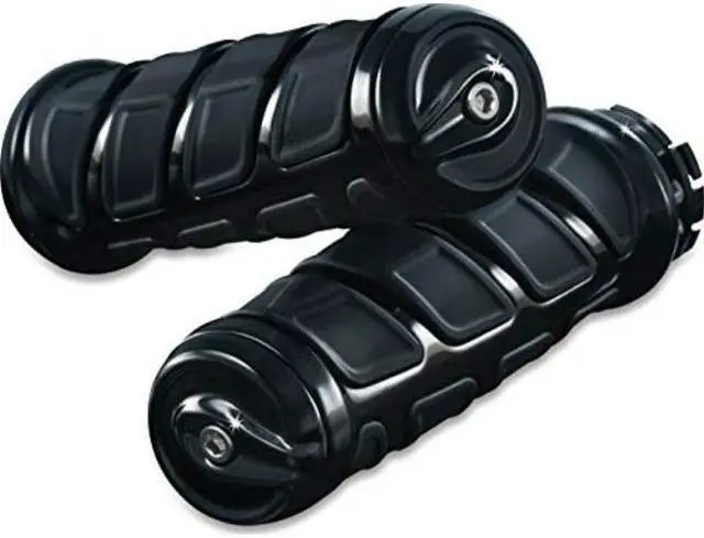 Main image of kuryakyn 6376 premium kinetic handlebar grips for kawasaki, suzuki, victory & yamaha motorcycles, gloss black, 1 pair