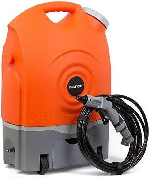 Alt view image 8 of 9 - Ivation Multipurpose Portable Spray Washer w/ Water Tank - Runs on Built-In Rechargeable Battery, Home Plug & 12v Car Plug - Integrated Roller Wheels
