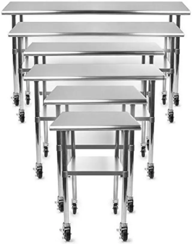 Alt view image 8 of 10 - GRIDMANN NSF Stainless Steel Commercial Kitchen Prep & Work Table w/ 4 Casters (Wheels) - 72 in. x 24 in.