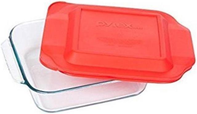 Pyrex Basics 8 Square with red cover (2 PACK)