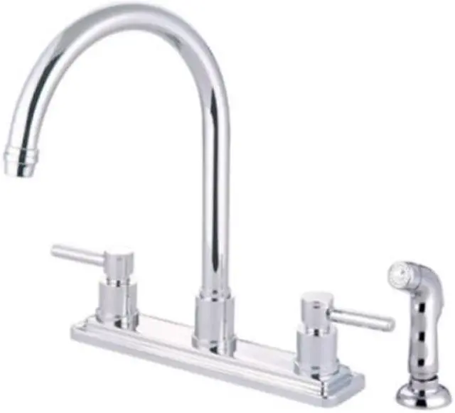 Alt view image 4 of 6 - Kingston Brass KS8791DL 8 Inch Center Kitchen Faucet With Side Sprayer - Polished Chrome