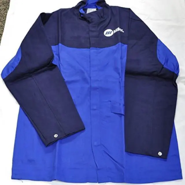 Alt view image 2 of 5 - MILLER ELECTRIC 258099 ArcArmor Welding Jacket,Royal/Nvy,Ctn INDURA,XL