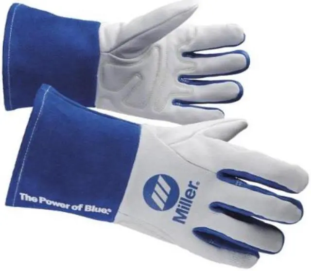 Alt view image 2 of 5 - MILLER ELECTRIC 263348 ArcArmor Welding Gloves,3D,Wing,11In,WhiteBlue,PR