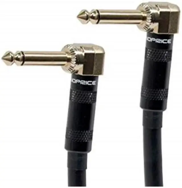 Alt view image 3 of 5 - Monoprice Premier Series 1/4 Inch (TS) Guitar Pedal Patch Cable Cord - 8 Inch - Black With Right Angle Connectors