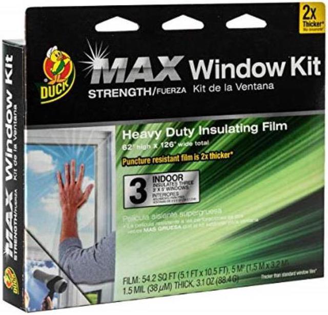 Duck Max Strength Heavy Duty Insulating Film Window Kit, 3-window, 62-Inch x 126-Inch, Indoor, 284351