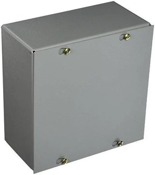 Alt view image 2 of 2 - 8"H x 8"W x 4"D Metallic Enclosure, Gray, Knockouts: No, Screws Closure Method