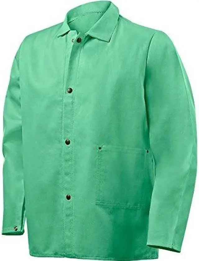 Alt view image 2 of 6 - STEINER 1030-2X Welding Jacket, 30 in L, Cotton, Snaps, Green 2XL