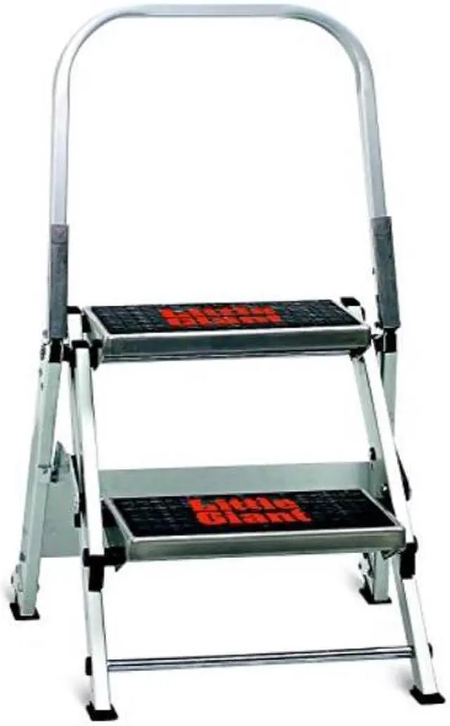 Alt view image 5 of 20 - 2 Steps, Aluminum Step Stool, 300 lb. Load Capacity, Gray LITTLE GIANT 10210BA