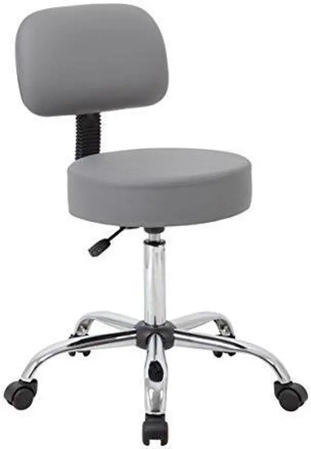 Main image of BOSS Grey Be Well Medical Spa Professional Adjustable Stool with Back Cushion (B245-GY)