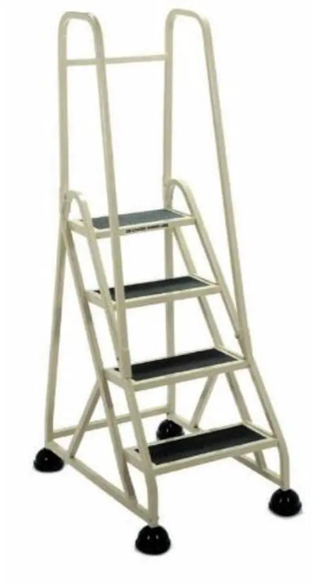Alt view image 6 of 6 - 4-Step Ladder, w/ 2 Handrails, 24-5/8"x33-1/2"x66", Beige, Sold as 1 Each