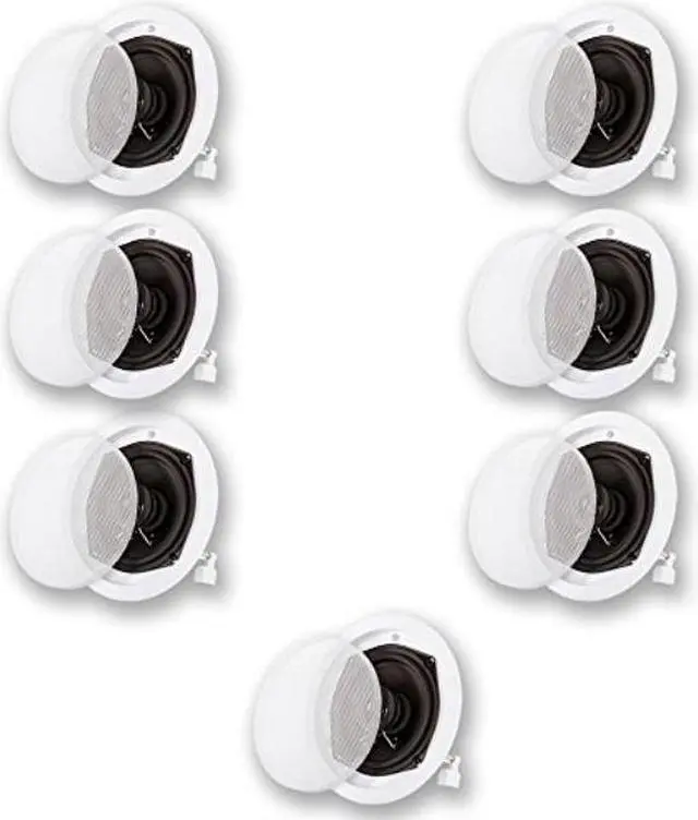 Alt view image 4 of 9 - Acoustic Audio R191 In Ceiling / In Wall 7 Speaker Set 2 Way Home Theater Flush Mount