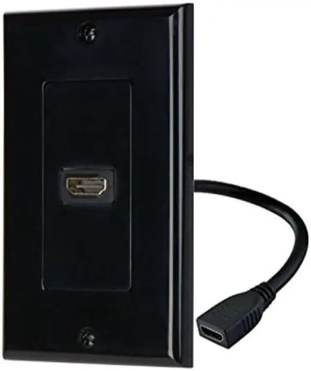 Alt view image 2 of 2 - iMBAPrice - HDMI Pigtail Wall Plate Built-In Flexible Hi-Speed HDMI Cable with Ethernet Single Port (1 Port) in Black
