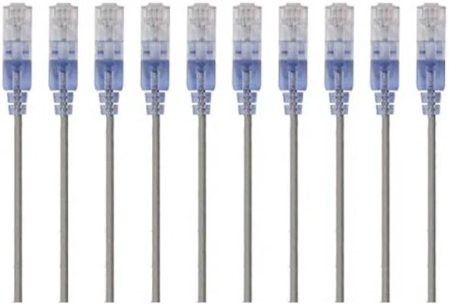 Alt view image 3 of 4 - Monoprice SlimRun Cat6A Ethernet Patch Cable - Network Internet Cord - RJ45, 550Mhz, UTP, Pure Bare Copper Wire, 10G, 30AWG, 10ft, Gray, 10-Pack