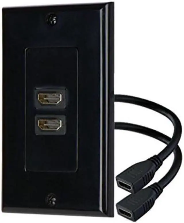 Alt view image 2 of 2 - iMBAPrice - HDMI Pigtail Wall Plate Built-In Flexible Hi-Speed HDMI Cable with Ethernet Dual Port (2 Port) in Black