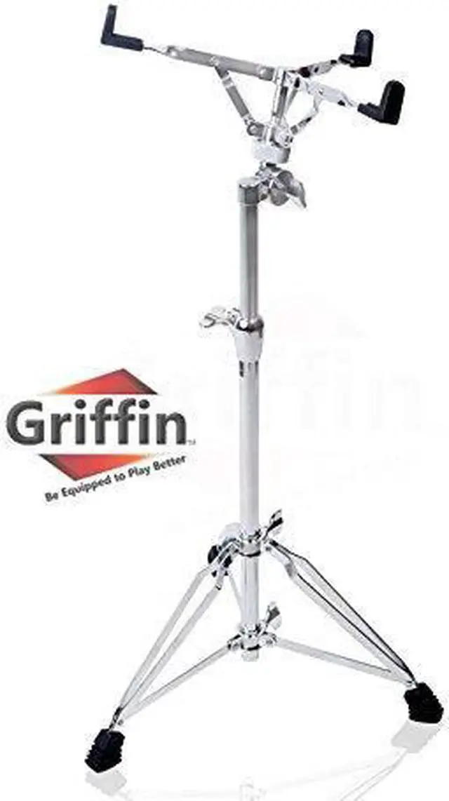 Main image of Extended Height Snare Drum Stand by GRIFFIN | Tall Adjustable Height Snare Stand For Practice Pad | Concert Stand Up Drum Mount Holder With Basket Clamp | Double Braced Percussion Chrome Drum Hardware
