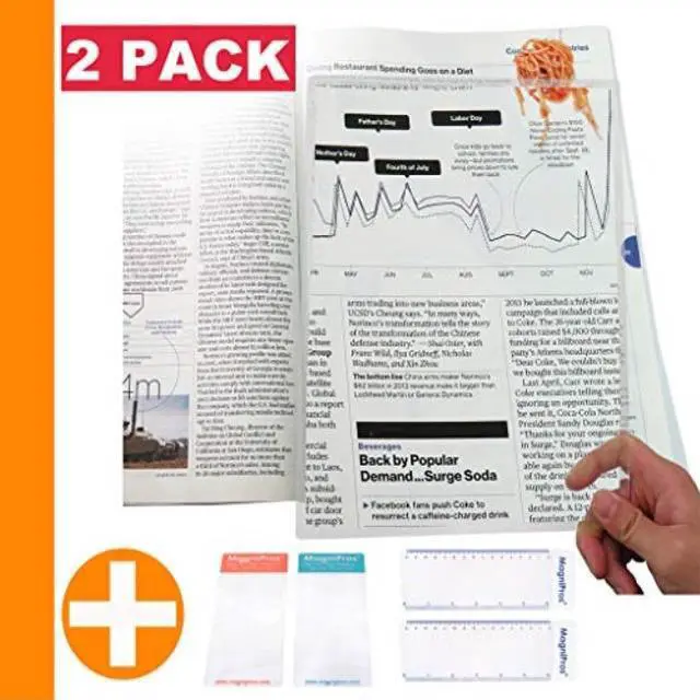 Alt view image 7 of 7 - MagniPros(2PACK) Large Full Page 3X Premium Magnifying Sheet Fresnel Lens 7.5" X 10.5"+2 Bonus Ruler Magnifiers+2 Bookmark Lenses-Best Magnifying Set for Reading Small Prints & Low Vision Seniors