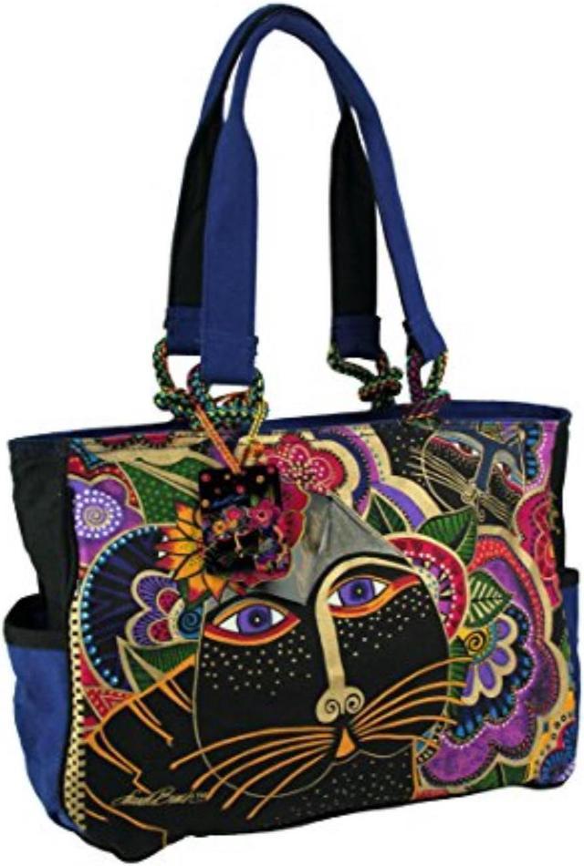 Laurel Burch Purple Multicolor Cat Bucket Bag