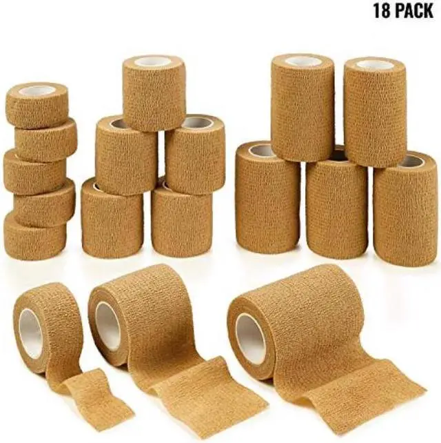 Alt view image 8 of 8 - MEDca Tape Wrap, Self Adherent Rap Tape, Adhering Stick Bandage, Self Grip Roll 1 Inche 2 Inch and 3 inch X 5 YARDS 6 of Each Size Total of 18 Rolls Skin Color