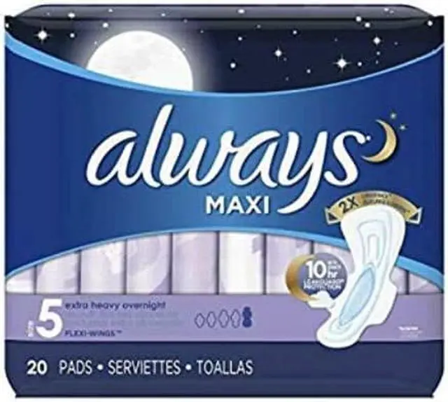 Alt view image 4 of 16 - Always maxi pads extra heavy flow overnight protection with flexi wings - 20 ...