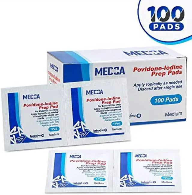 Alt view image 8 of 8 - Iodine Prep Pads - (Box of 100 Count) Iodine Prep Solution Pads, 10% Povidone Iodine Swabs for Individual Disinfecting Wipes, Disposable Cotton Antiseptic Surgical Pad for Wound Care, and First Aid