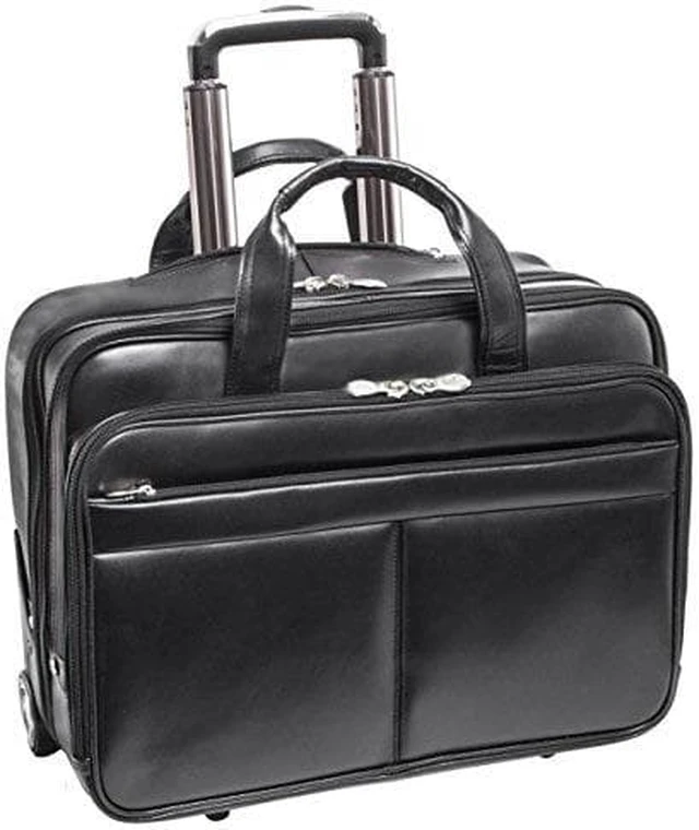 Alt view image 3 of 6 - McKlein USA Leather Wheeled Non-Detachable Laptop Briefcase