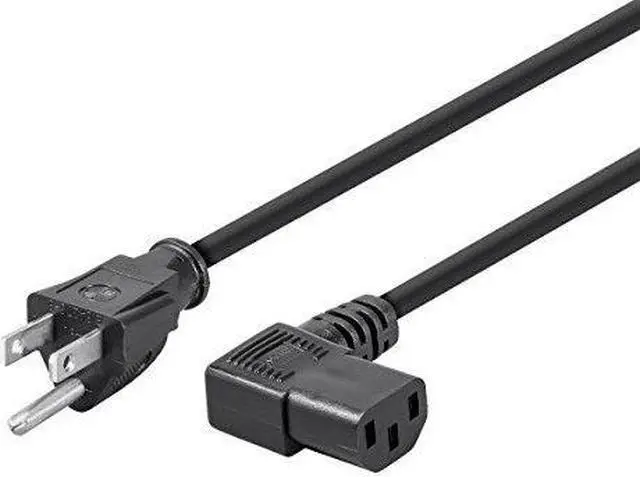 Main image of Monoprice 10ft 14AWG Power Cord w/ 3 Conductor PC Power Connector Socket, 15A (NEMA 5-15P to Right Angle IEC-320-C13)