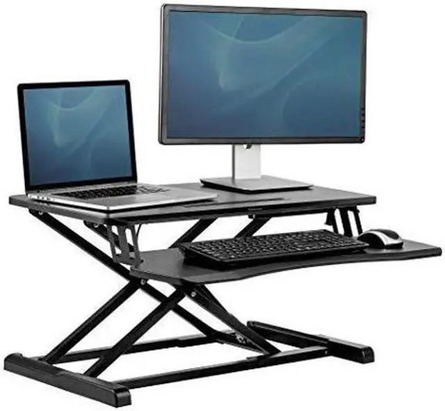 Main image of fellowes corsivo height adjustable standing desk, sit to stand, gas spring riser converter, tabletop workstation, desk riser 8091001