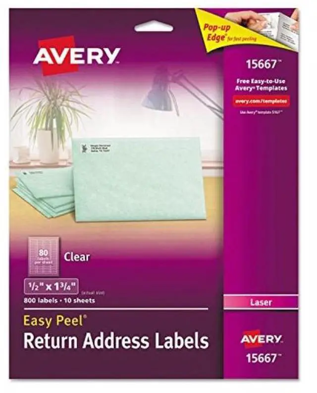 Alt view image 12 of 20 - Easy Peel Mailing Labels For Laser Printers, 1/2 X 1-3/4, Clear, 800/P