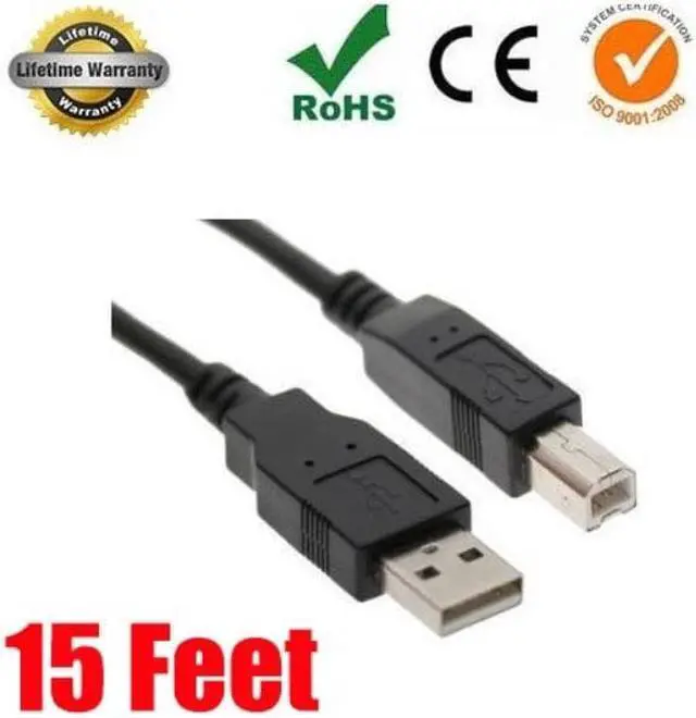 Alt view image 2 of 3 - imbaprice 15 feet black usb 2.0 printer and scanner cable for lexmark ms310dn mono laser, s515 inkjet, pro715 inkjet, s315 inkjet, pro915 inkjet, 90p4000 officeedge pro4000, cx410de printers