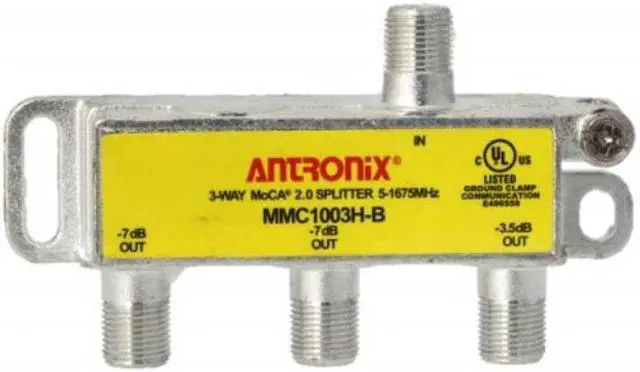 Main image of 3 way antronix mmc1003hb 51675 mhz moca 2.0 splitter for frontier formerly verizon fios