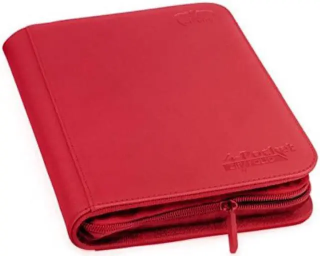 Main image of ultimate guard 4 pocket zipfolio xenoskin deck case, red