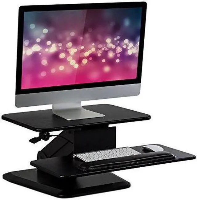 Alt view image 9 of 10 - Mount-It! Sit Stand Desk Converter | Ergonomic Height Adjustable Tabletop Standing Desk