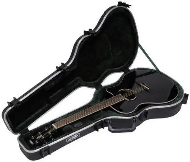 Alt view image 3 of 13 - SKB SKB-30 Deluxe Thin-Line Acoustic-Electric and Classical Guitar Case Black