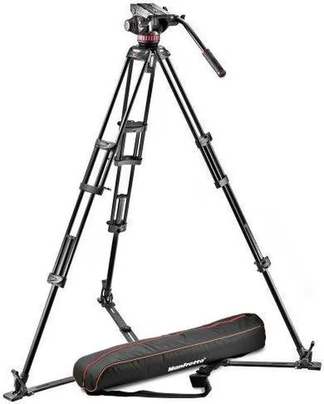 Alt view image 6 of 14 - Manfrotto Professional Fluid Video System/Aluminum /Ground Spreader MVH502A w/54