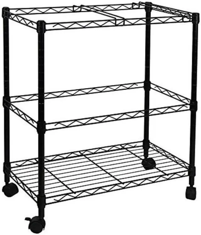 Main image of oceanstar portable 2tier metal rolling file cart, black