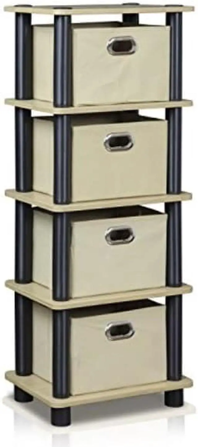Alt view image 3 of 10 - Furinno 99150KO/BK/LB LACi 4-Bins System Rack, Oak