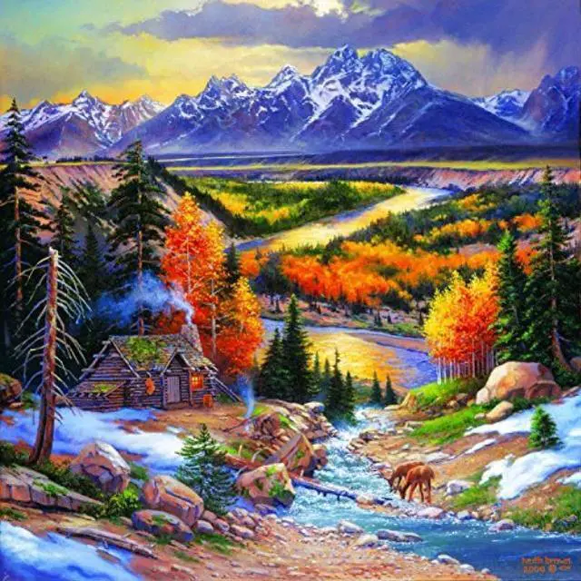 Main image of fall retreat 500 piece jigsaw puzzle by sunsout