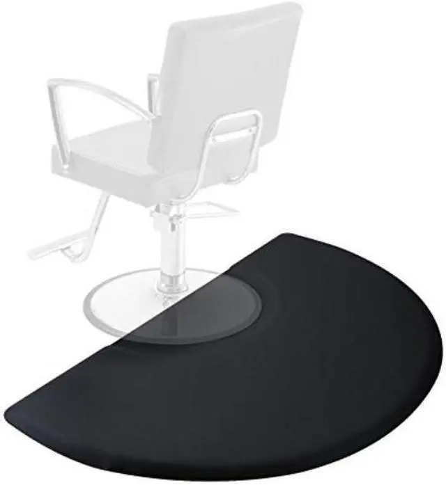Main image of saloniture 3 ft. x 5 ft. salon & barber shop chair antifatigue floor mat  black semi circle  1/2 in. thick