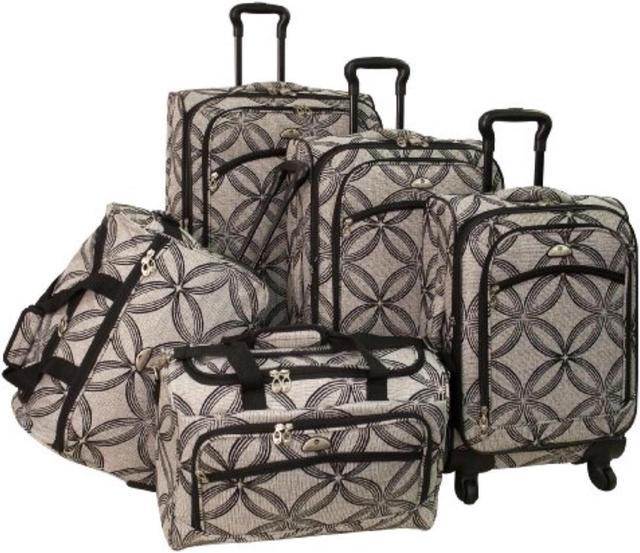 american flyer luggage silver clover 5 piece set spinner, black
