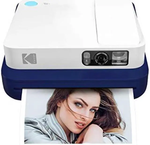 Main image of kodak smile classic digital instant camera with bluetooth blue 16mp pictures, 35 prints per charge  includes starter pack 3.5 x 4.25 zink photo paper, sticker frames edition
