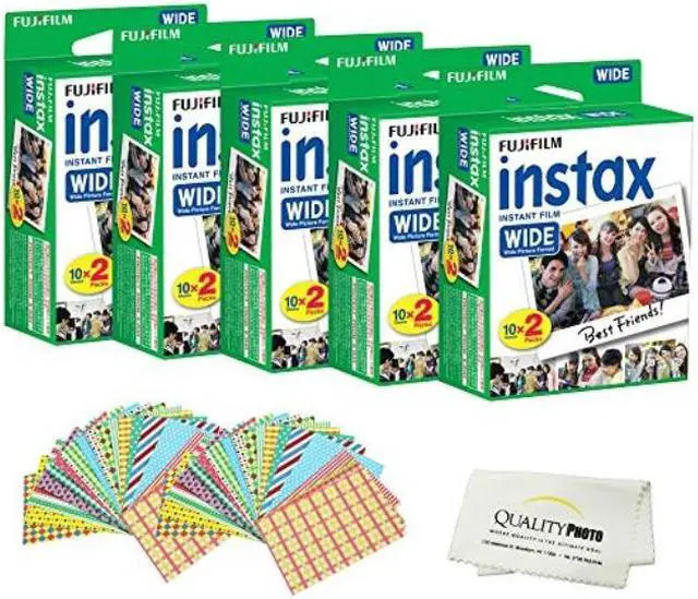 Alt view image 4 of 4 - Fujifilm INSTAX Wide Instant Film 100 Pack - 100 SHEETS - (White) For Fujifilm Instax Wide Cameras + Frame Stickers and Microfiber Cloth Accessories