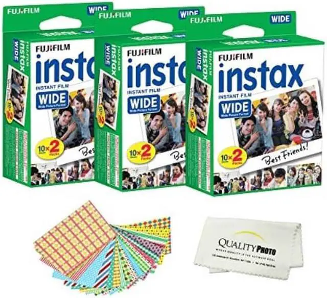 Alt view image 2 of 3 - Fujifilm INSTAX Wide Instant Film 6 Pack - 60 SHEETS - (White) For Fujifilm Instax Wide Cameras + Frame Stickers and Microfiber Cloth Accessories